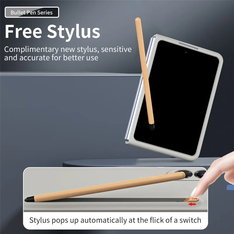 Voor Samsung Galaxy Z Fold 8 Wide telefoonhoes hard PC achterkant met gehard glasfolie / stylus - lichtgrijs
