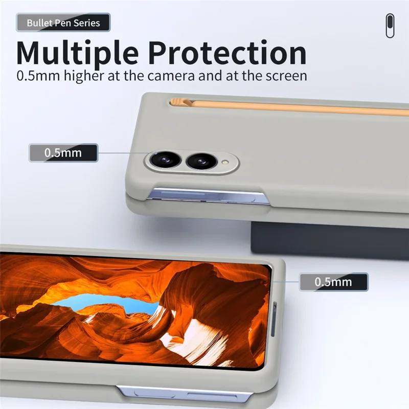 Voor Samsung Galaxy Z Fold 8 Wide telefoonhoes hard PC achterkant met gehard glasfolie / stylus - lichtgrijs