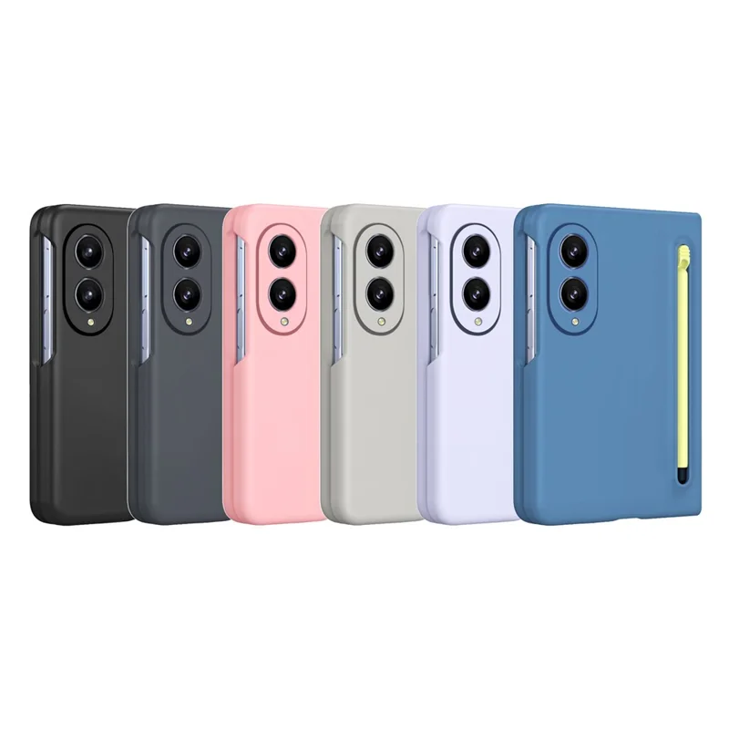 Voor Samsung Galaxy Z Fold 8 Wide telefoonhoes hard PC achterkant met gehard glasfolie / stylus - lichtgrijs