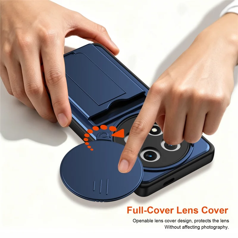 Phone Case for Honor X60 Pro 5G / X9c 5G / Magic7 Lite 5G Slide Camera Cover Kickstand PC + TPU Shell with Card Holder - Blue