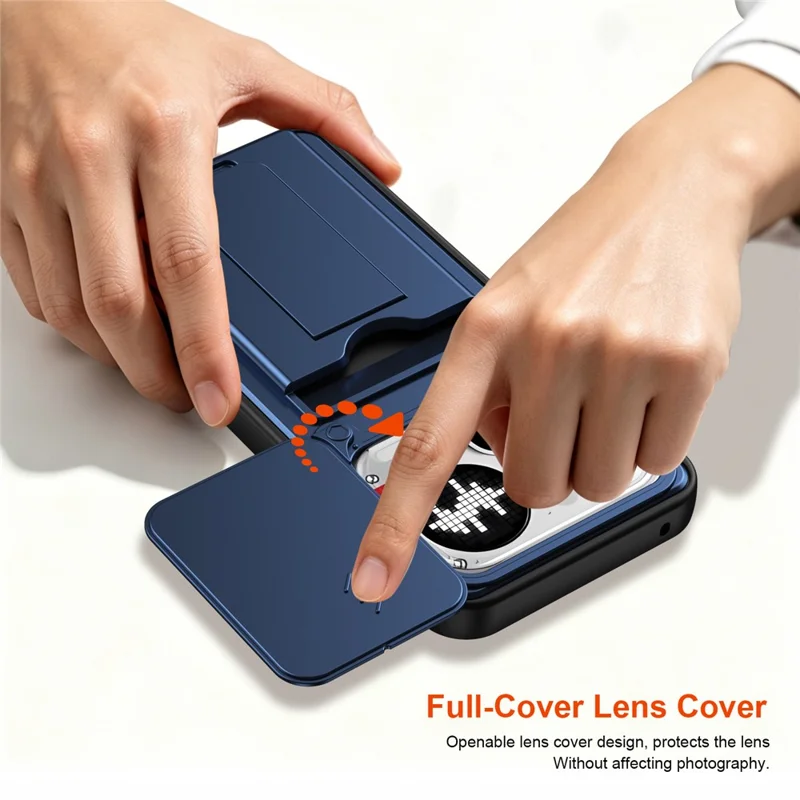 For Nothing Phone (4a) Pro Case Slide Camera Cover Kickstand PC + TPU Phone Shell with Card Holder - Blue
