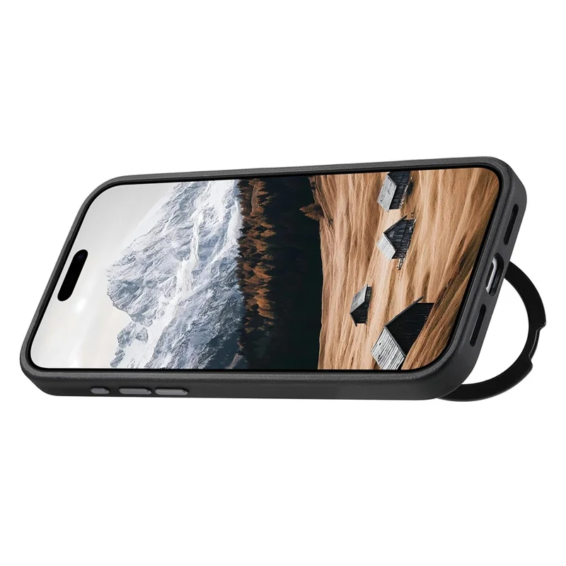 SUTENI G7 for iPhone 17 Pro Max Magnetic Case Rotating Kickstand Triangle Texture Leather + TPU Phone Cover - Grey