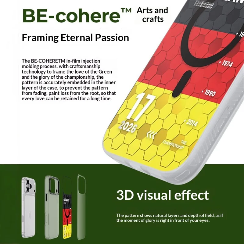 BENKS D3 for iPhone 17 Pro Max Magnetic Case Football Theme TPU Shockproof Phone Cover - German Will