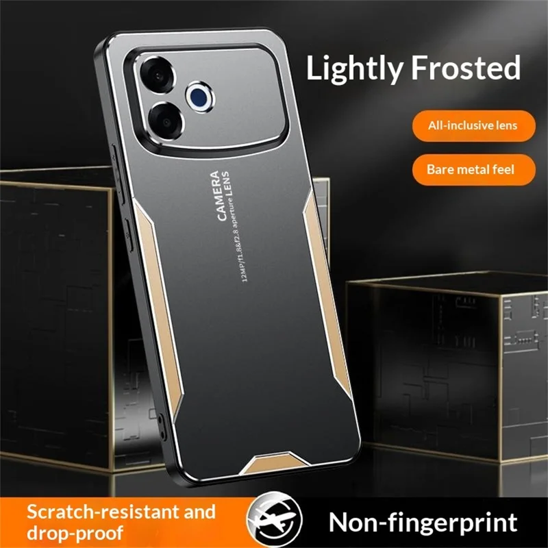 Funda para teléfono Oppo A6s Pro 4G, carcasa trasera de aleación de aluminio, TPU y PC - Dorado