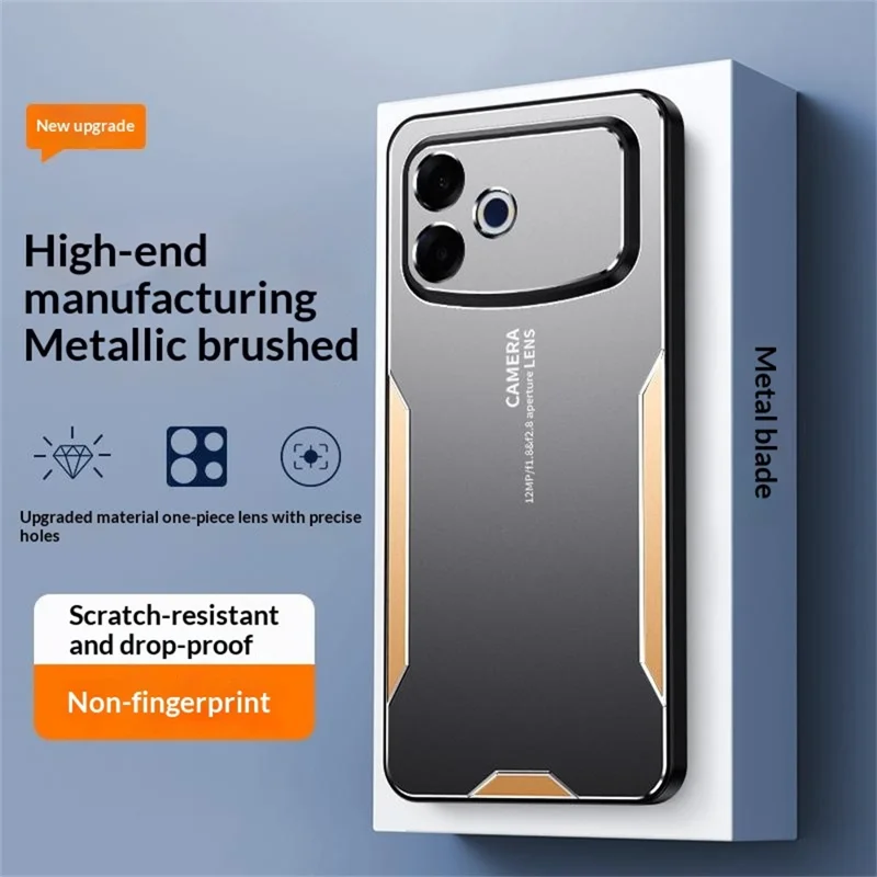 Funda para teléfono Oppo A6s Pro 4G, carcasa trasera de aleación de aluminio, TPU y PC - Dorado