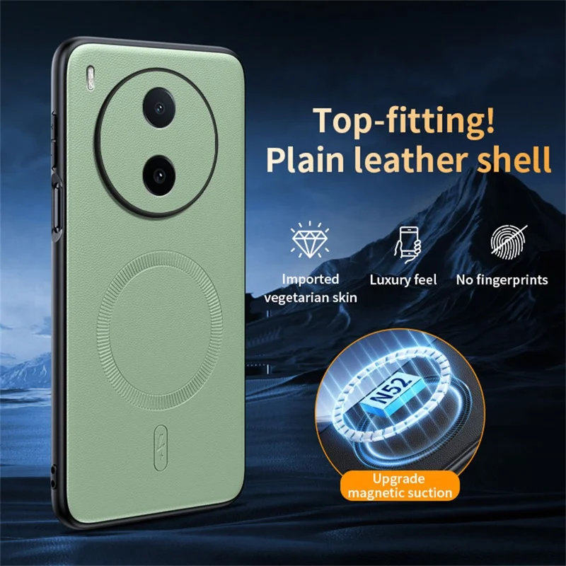 Cover Magnetico per vivo Y600 Pro 5G in Pelle Rivestita in TPU + PC - Verde