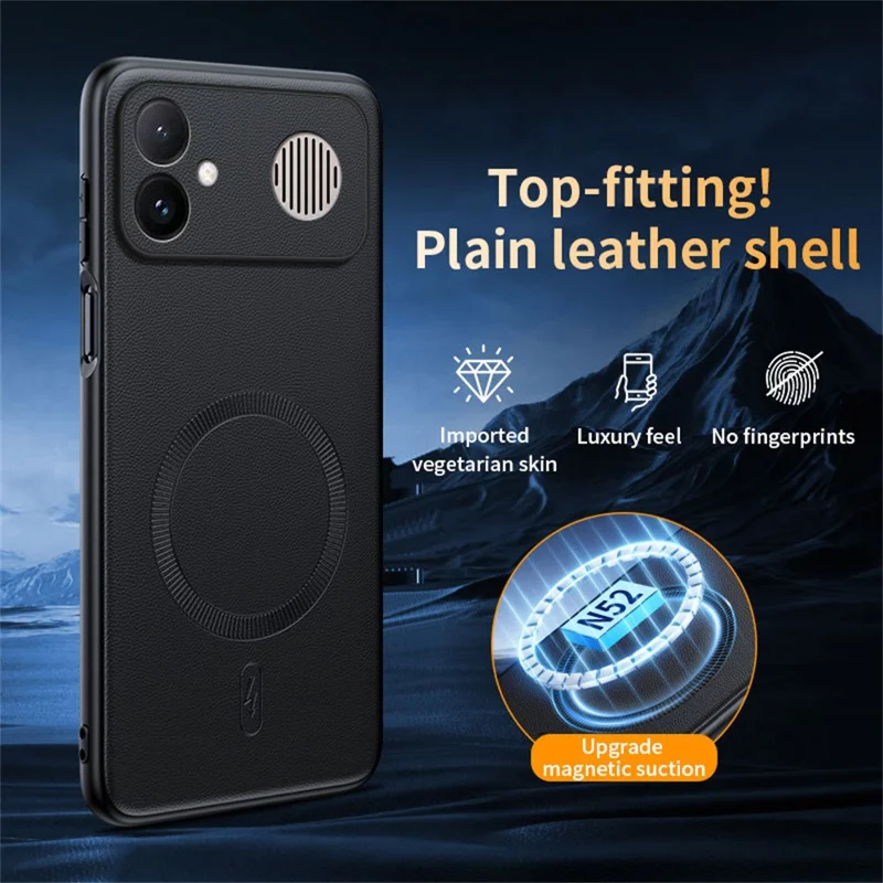 Cover Magnetica per Xiaomi Redmi K90 Max 5G, Rivestimento in Pelle TPU + PC, Compatibile con Caricabatterie Magnetici e Supporti Auto - Nero
