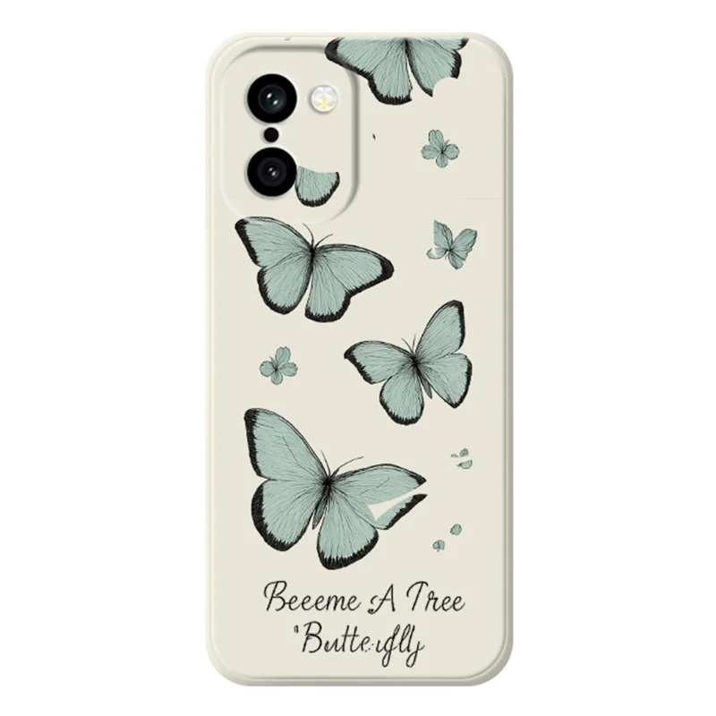 For OnePlus 15R 5G  /  Ace 6T 5G Case Green Butterfly Pattern Printing Straight Edge TPU Phone Back Cover - Beige