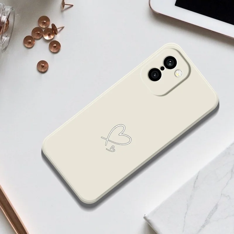 Für OnePlus 15R 5G / Ace 6T 5G Hülle Weißes Liebesmuster Druck Gerades Rand TPU-Handyhülle - Beige