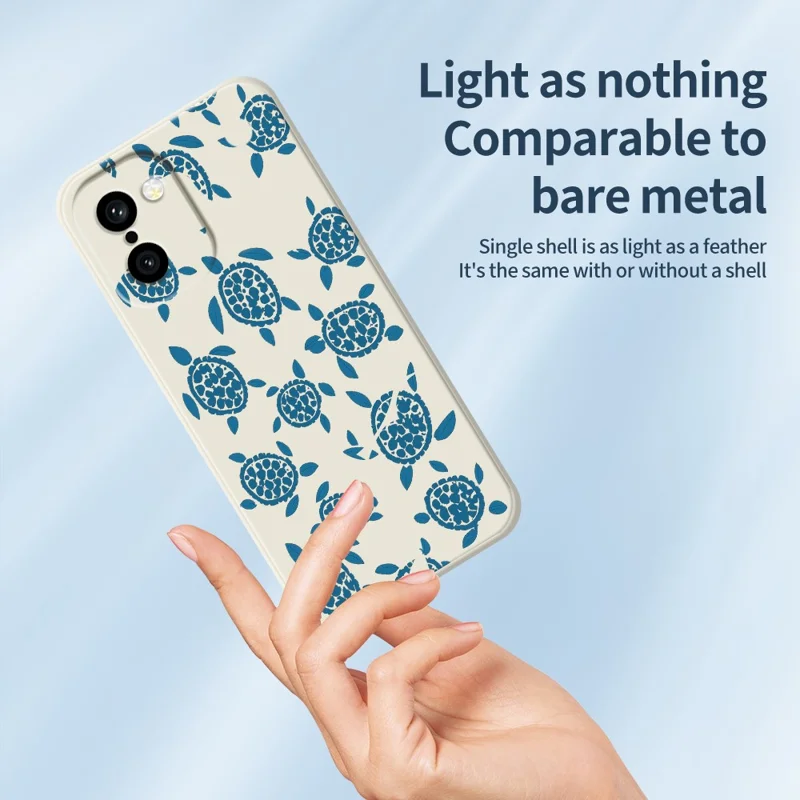 Für OnePlus 15R 5G / Ace 6T 5G Hülle, blauer Schildkröten-Musterdruck, gerader Rand, TPU-Handy-Rückseite – Beige