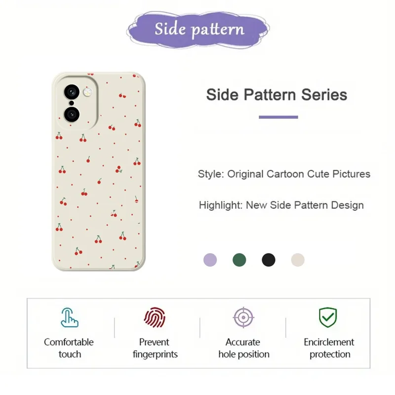 Für OnePlus 15R 5G / Ace 6T 5G Hülle Rot-Kirsch-Muster Druck Gerades Rand TPU Handy-Rückseite – Beige