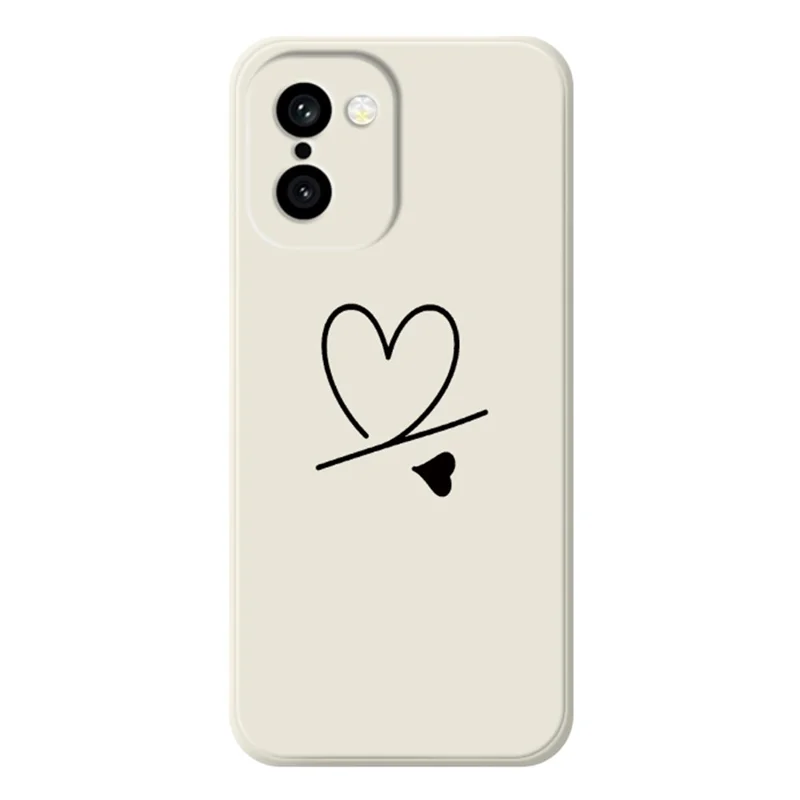 For OnePlus 15R 5G  /  Ace 6T 5G Case Black Love Pattern Printing Straight Edge TPU Phone Back Cover - Beige