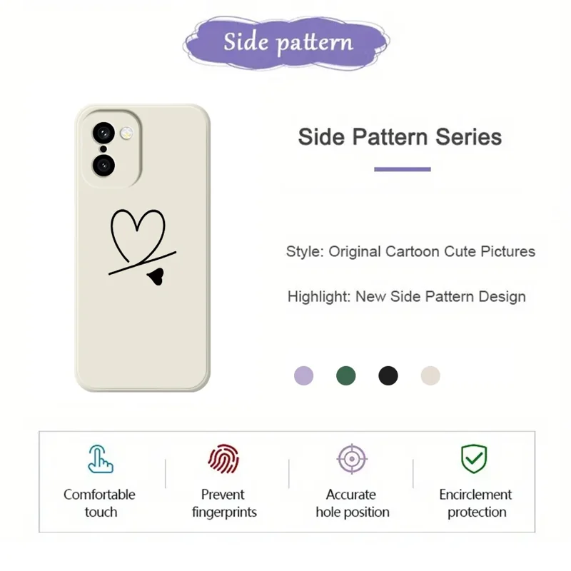 For OnePlus 15R 5G  /  Ace 6T 5G Case Black Love Pattern Printing Straight Edge TPU Phone Back Cover - Beige