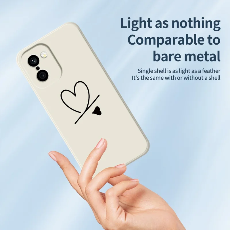 For OnePlus 15R 5G  /  Ace 6T 5G Case Black Love Pattern Printing Straight Edge TPU Phone Back Cover - Beige