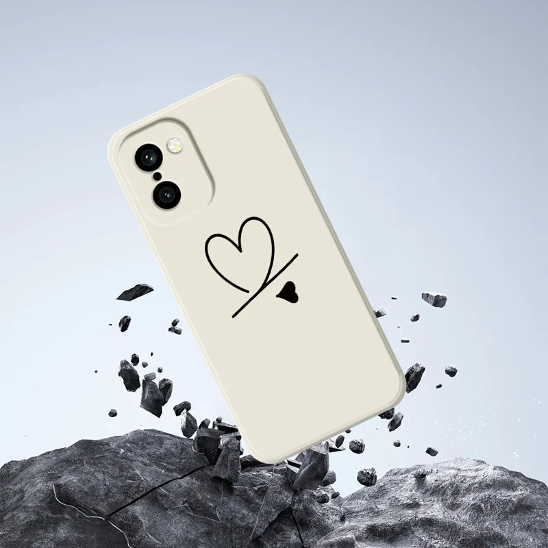 For OnePlus 15R 5G  /  Ace 6T 5G Case Black Love Pattern Printing Straight Edge TPU Phone Back Cover - Beige