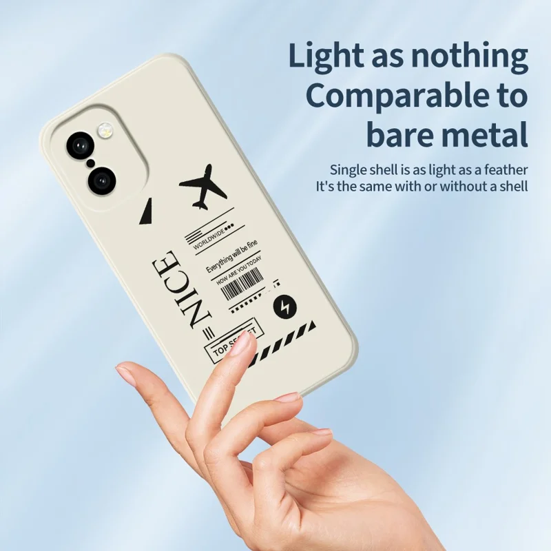 Für OnePlus 15R 5G / Ace 6T 5G Hülle Boarding-Ticket-Muster Druck gerader Rand TPU Handy-Rückseite - Beige