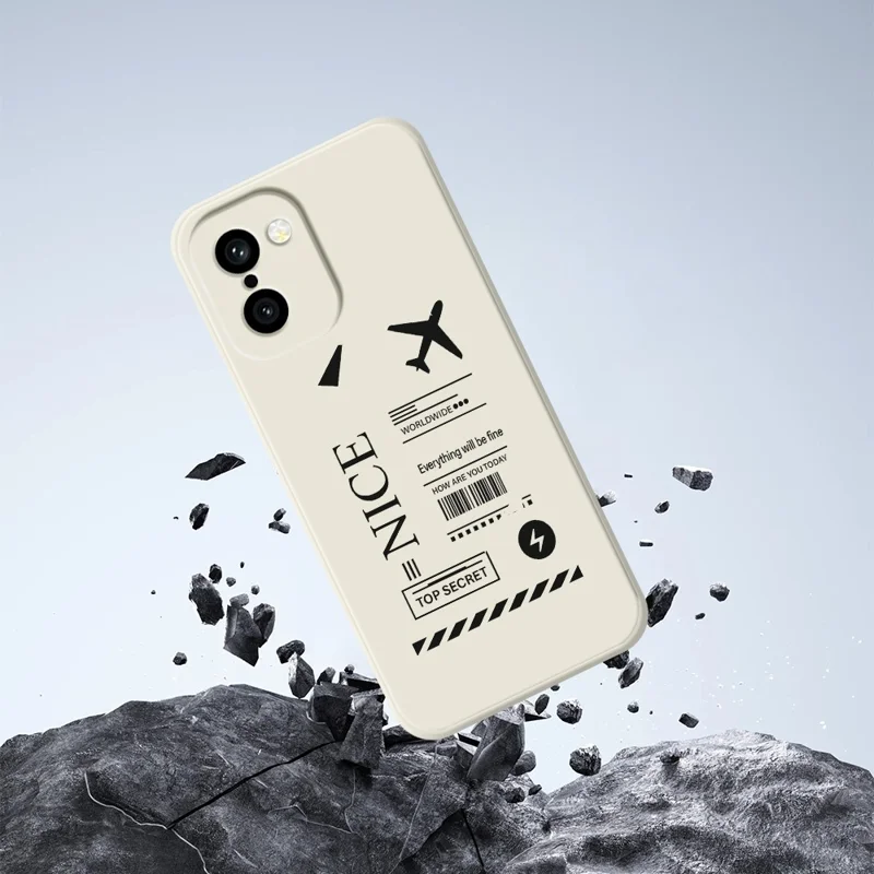 Für OnePlus 15R 5G / Ace 6T 5G Hülle Boarding-Ticket-Muster Druck gerader Rand TPU Handy-Rückseite - Beige