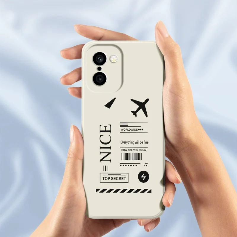 Für OnePlus 15R 5G / Ace 6T 5G Hülle Boarding-Ticket-Muster Druck gerader Rand TPU Handy-Rückseite - Beige