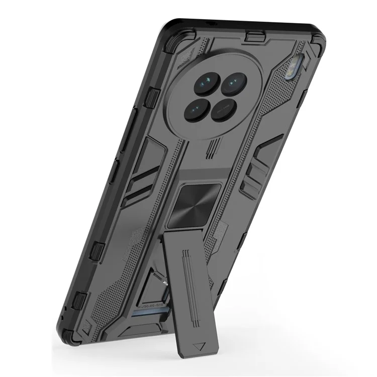 Für vivo X90 5G Hard PC Soft TPU Dual Layer Anti-Drop Handyhülle Kamerasschutz Ständer Cover - Schwarz