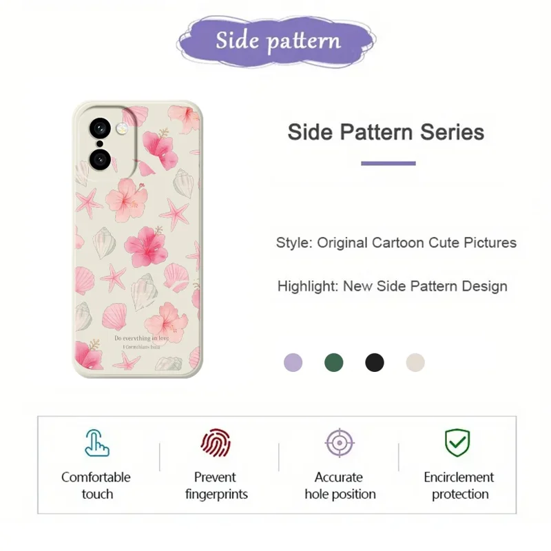 Für OnePlus 15R 5G / Ace 6T 5G Hülle mit Pfirsichblüten-Muster, gerader Rand, TPU-Handyhülle in Beige