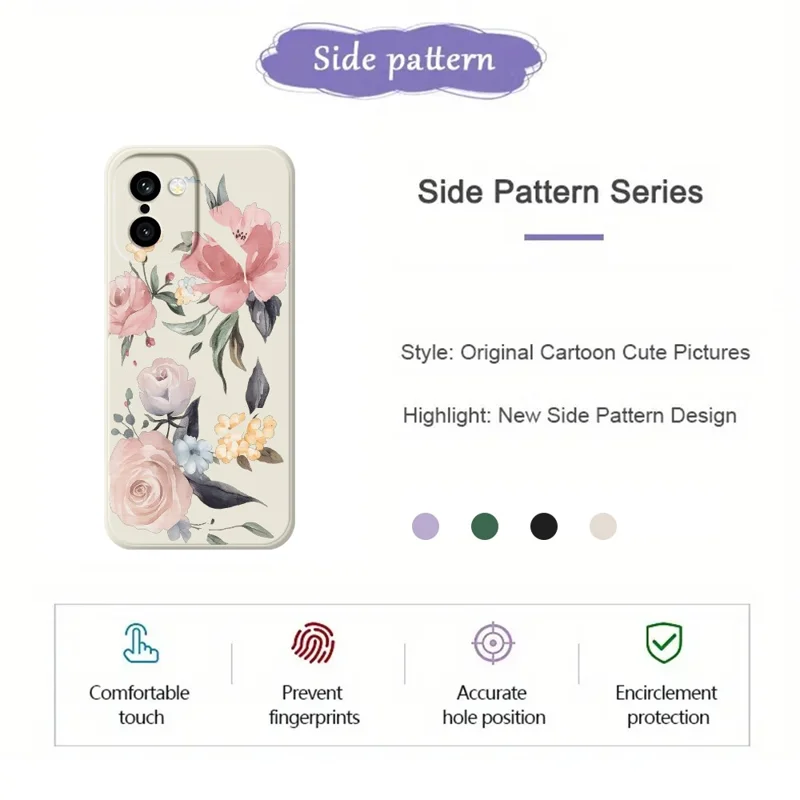 For OnePlus 15R 5G  /  Ace 6T 5G Case Big Flowers Pattern Printing Straight Edge TPU Phone Back Cover - Beige