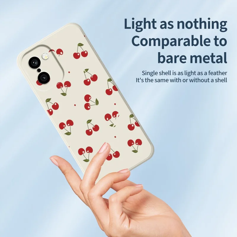 Für OnePlus 15R 5G / Ace 6T 5G Hülle mit Kirschmuster, gerader Rand, TPU-Handyhülle in Beige