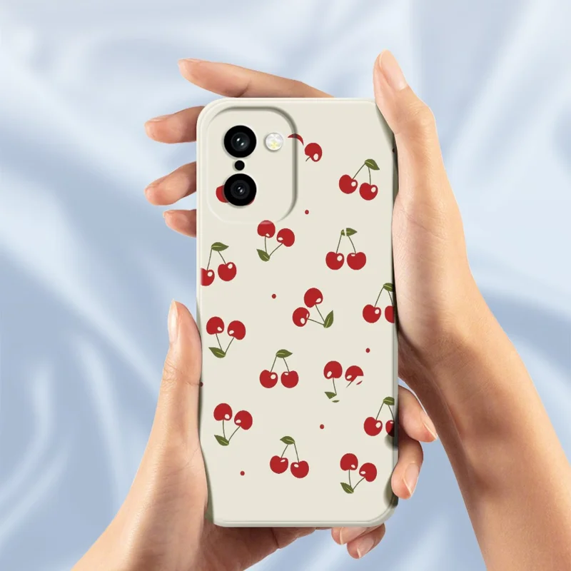 Für OnePlus 15R 5G / Ace 6T 5G Hülle mit Kirschmuster, gerader Rand, TPU-Handyhülle in Beige