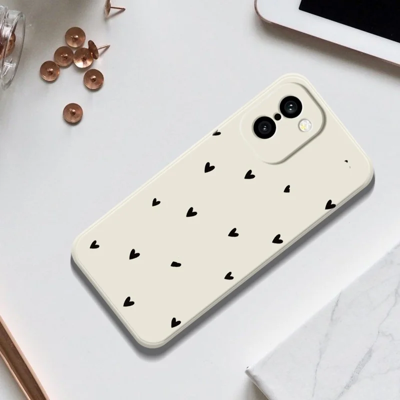 For OnePlus 15R 5G  /  Ace 6T 5G Case Little Hearts Pattern Printing Straight Edge TPU Phone Back Cover - Beige