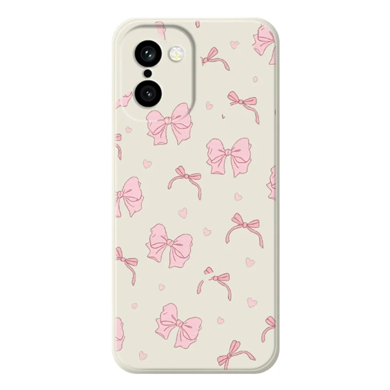 For OnePlus 15R 5G  /  Ace 6T 5G Case Pink Bow Love Pattern Printing Straight Edge TPU Phone Back Cover - Beige