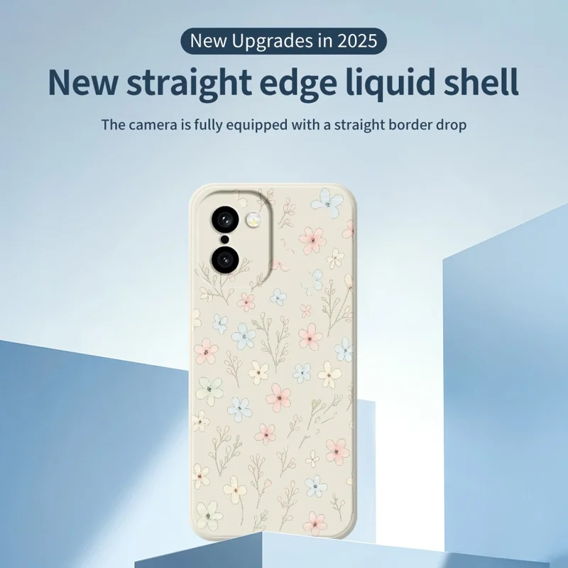 Für OnePlus 15R 5G / Ace 6T 5G Hülle Kleine Blütenzweige Musterdruck Gerader Rand TPU-Handyrückseite - Beige