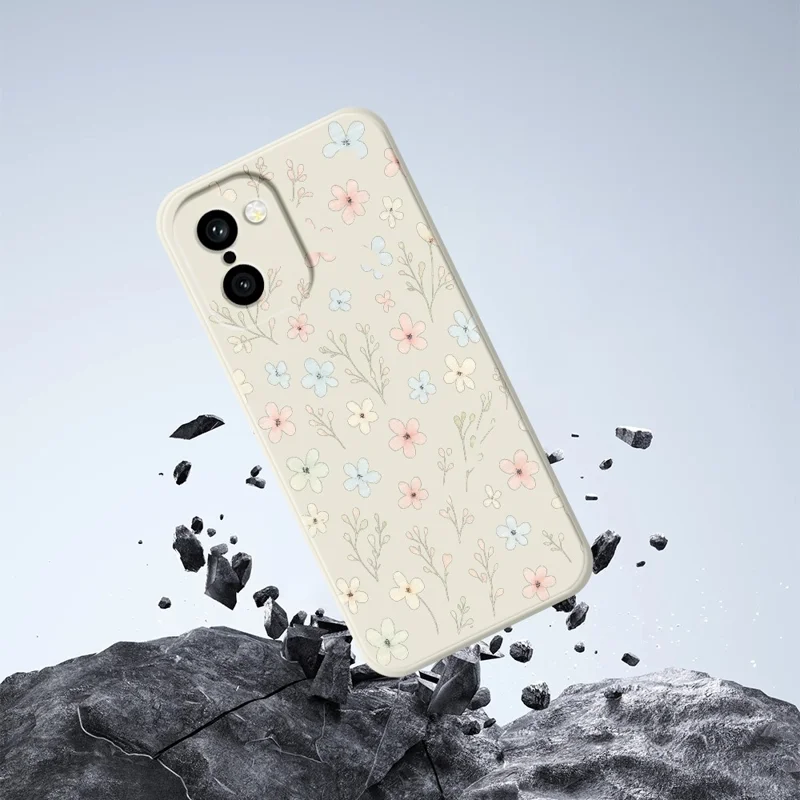 Für OnePlus 15R 5G / Ace 6T 5G Hülle Kleine Blütenzweige Musterdruck Gerader Rand TPU-Handyrückseite - Beige