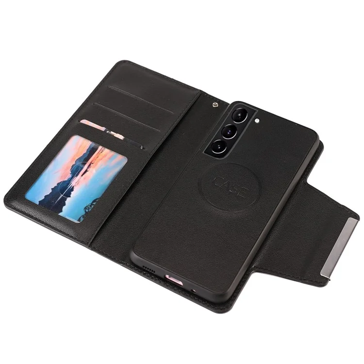 Detachable Phone Cover For Samsung Galaxy S23 Slim PU Leather+TPU Flip Wallet Drop-proof Phone Case - Black