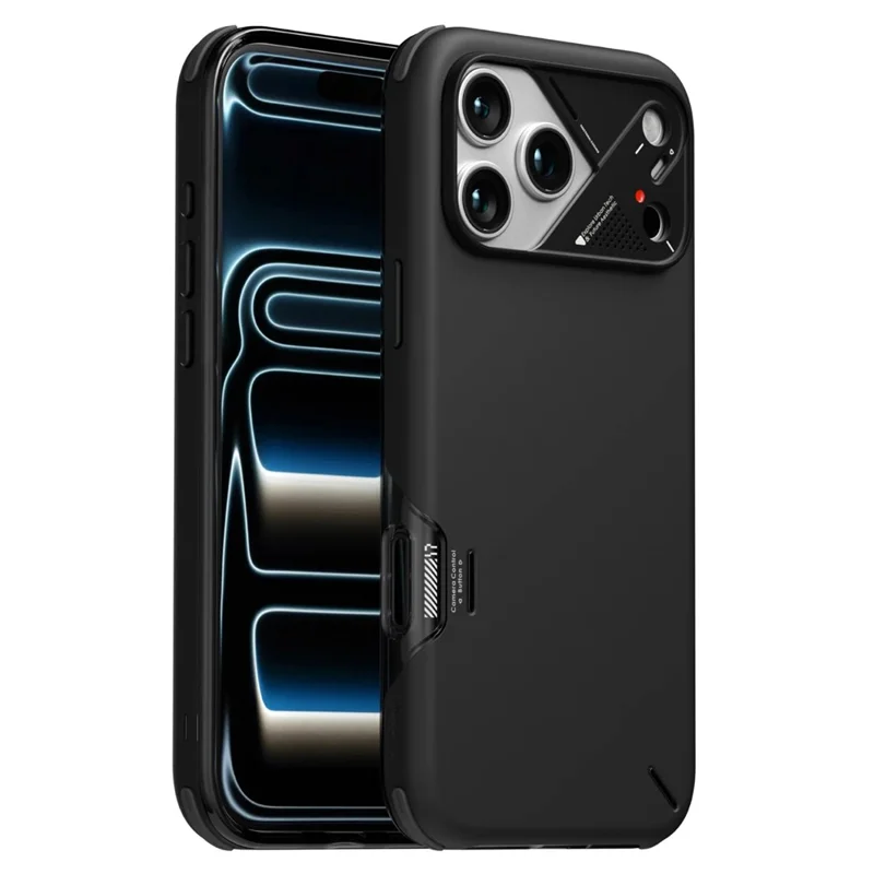 AULUMU A17 Für iPhone 17 Pro Max Stoßfester Magnetischer Case PC + TPU Handyhülle mit Aluminiumlegierter Kameraabdeckung – Schwarz