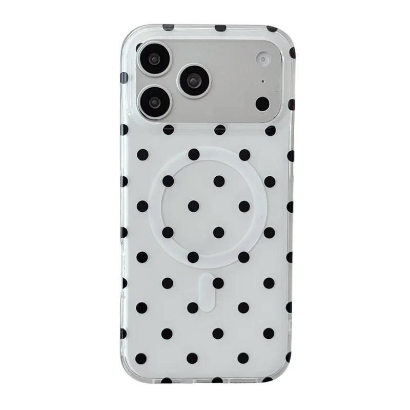 For iPhone 17 Pro Case Polka Dot Pattern TPU + PC Phone Cover Compatible with MagSafe - Black