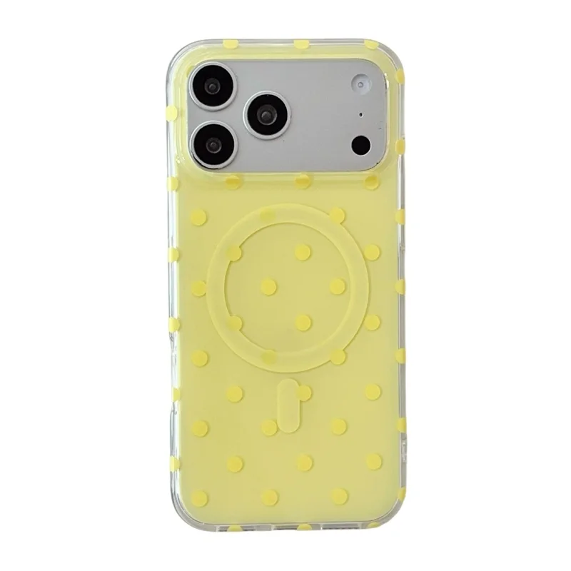 For iPhone 17 Pro Max Case Polka Dot Pattern TPU + PC Phone Cover Compatible with MagSafe - Yellow