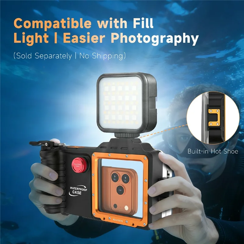 For iPhone 17 Diving Waterproof Case 45m / 147ft Underwater Photography Surfing Photo Video Housing Cover