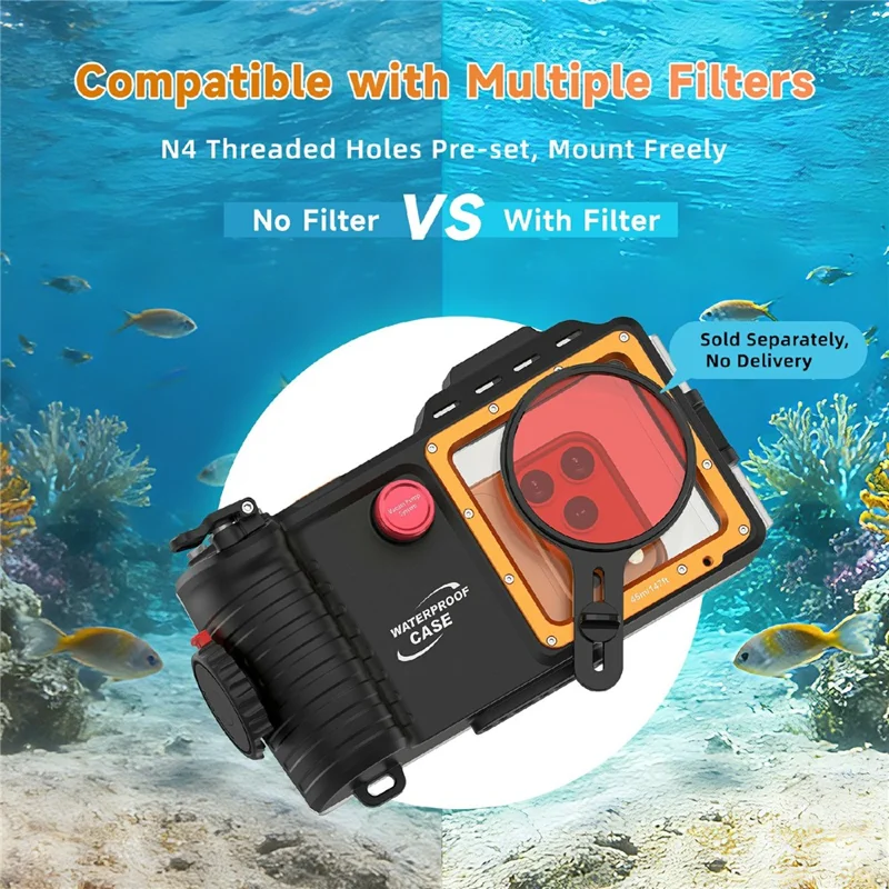 For iPhone 17 Diving Waterproof Case 45m / 147ft Underwater Photography Surfing Photo Video Housing Cover