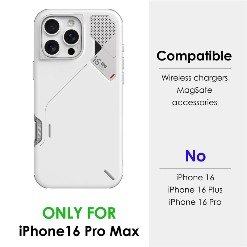 AULUMU A17 For iPhone 16 Pro Max Shockproof Case PC + TPU Phone Cover with Aluminum Alloy Camera Frame - White