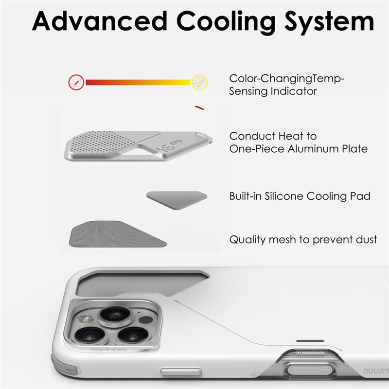 AULUMU A17 For iPhone 16 Pro Max Shockproof Case PC + TPU Phone Cover with Aluminum Alloy Camera Frame - White