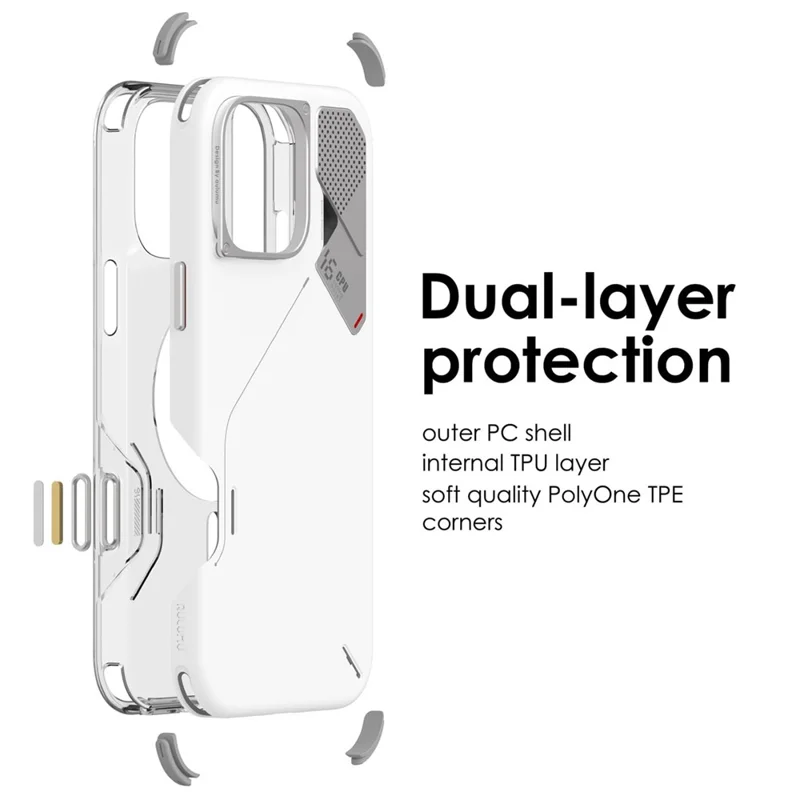 AULUMU A17 For iPhone 16 Pro Shockproof Case PC + TPU Phone Cover with Aluminum Alloy Camera Frame - White
