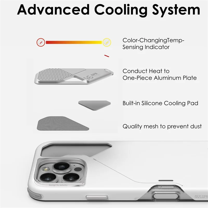 AULUMU A17 For iPhone 16 Pro Shockproof Case PC + TPU Phone Cover with Aluminum Alloy Camera Frame - White