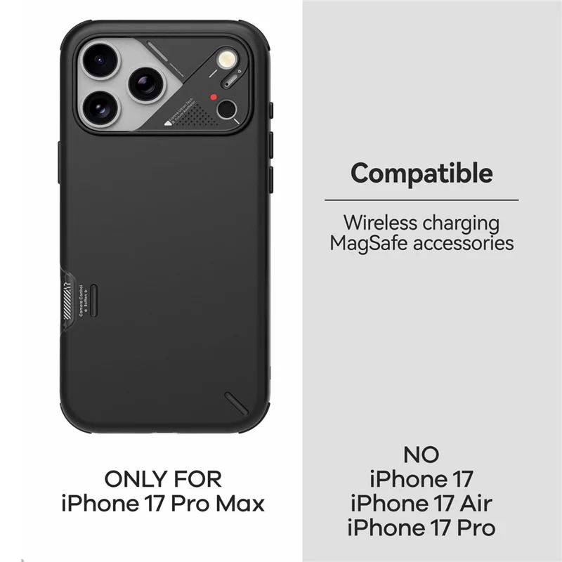 AULUMU A17 For iPhone 17 Pro Shockproof Case PC + TPU Phone Cover with Aluminum Alloy Camera Frame - Black