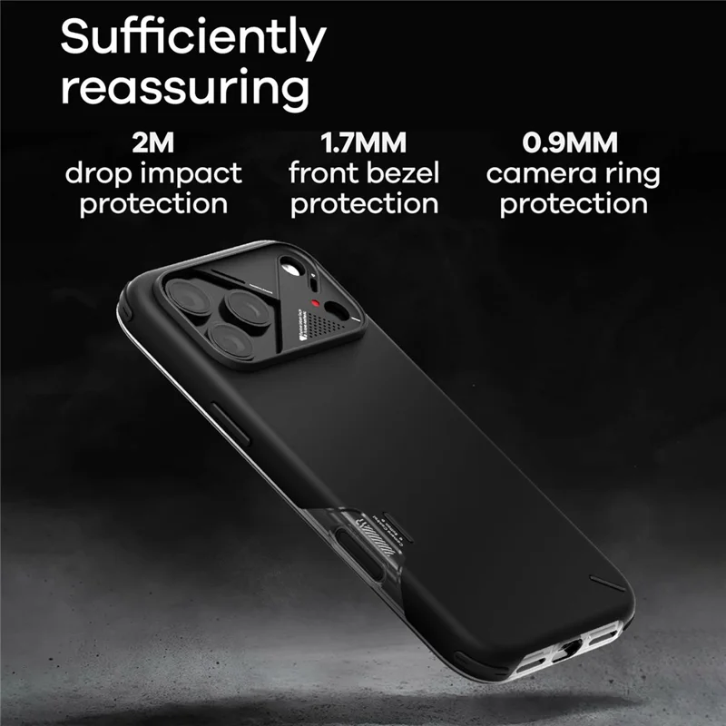 AULUMU A17 For iPhone 17 Pro Shockproof Case PC + TPU Phone Cover with Aluminum Alloy Camera Frame - Black