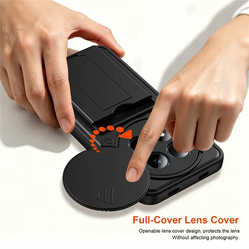 For Xiaomi Redmi Note 15 Pro 4G (Global) Case Lens Protection Kickstand PC + TPU Phone Cover with Card Holder - Black