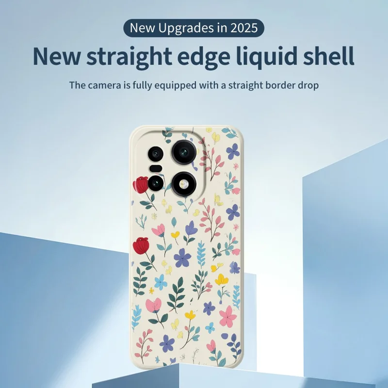 För OnePlus 15 5G-hölle med färgglada blomstjärnar, tryckt mönster, raka kanter, TPU mobilhölje - Beige