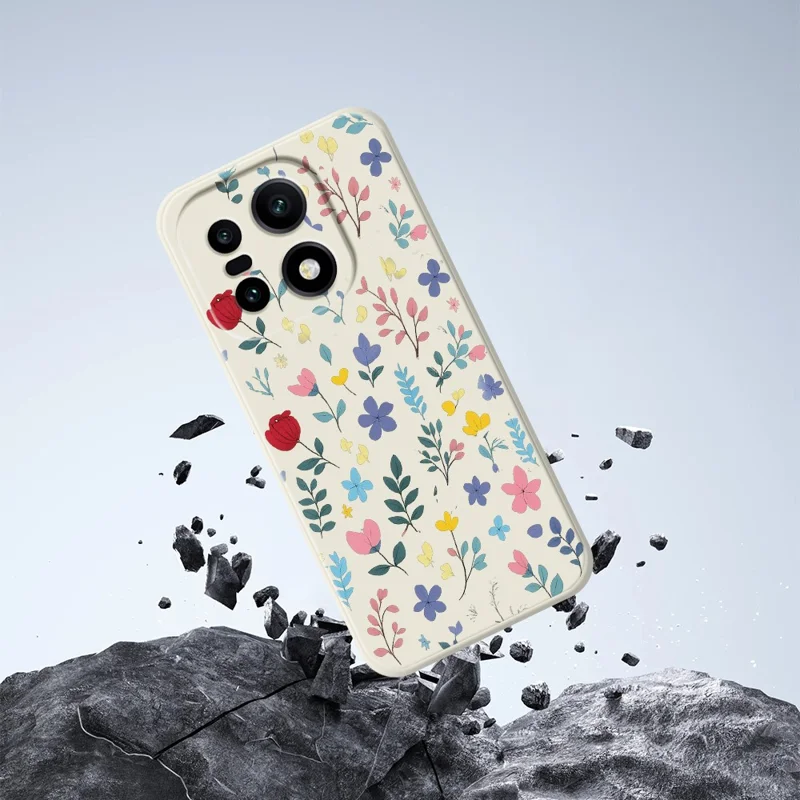 För OnePlus 15 5G-hölle med färgglada blomstjärnar, tryckt mönster, raka kanter, TPU mobilhölje - Beige