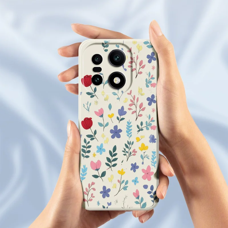 För OnePlus 15 5G-hölle med färgglada blomstjärnar, tryckt mönster, raka kanter, TPU mobilhölje - Beige