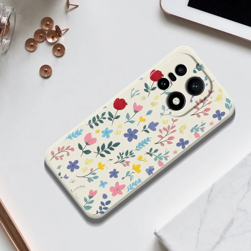 För OnePlus 15 5G-hölle med färgglada blomstjärnar, tryckt mönster, raka kanter, TPU mobilhölje - Beige