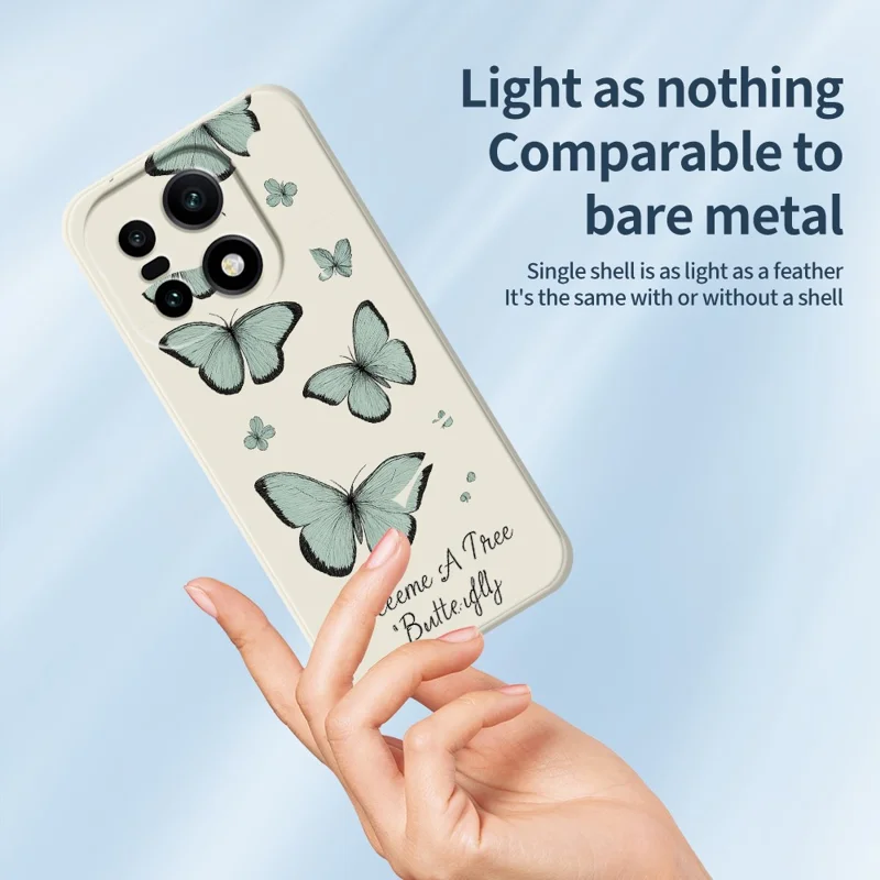 För OnePlus 15 5G-skåll med grönt fjärilsmönster Raka kanter TPU mobilhölje - beige