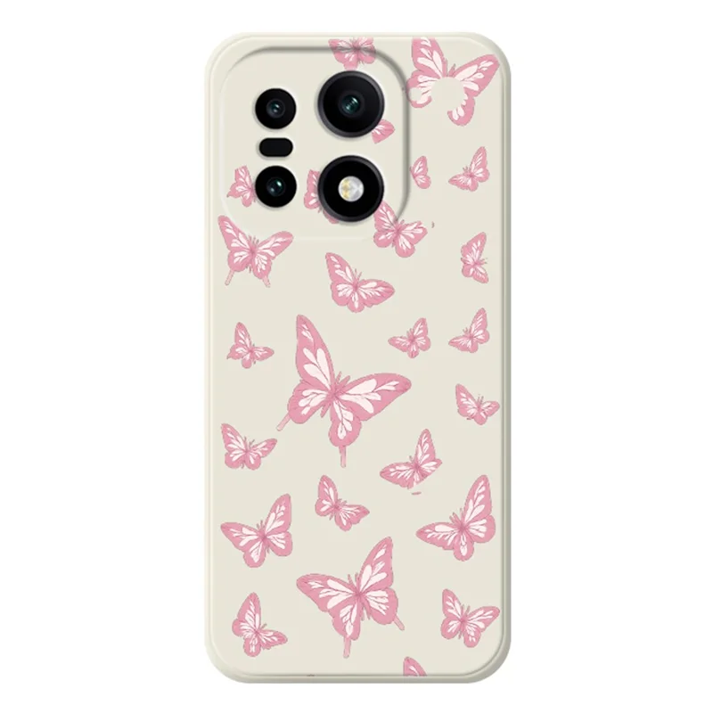 For OnePlus 15 5G Case Pink Butterflies Pattern Printing Straight Edge TPU Phone Back Cover - Beige